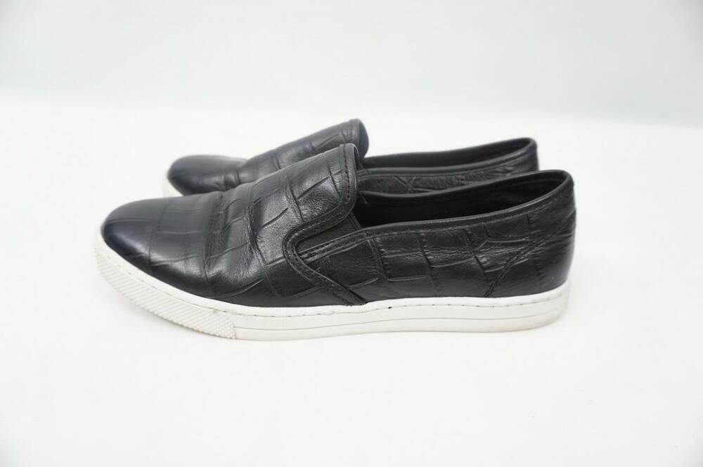 COACH PARKSIDE USED WOMEN 8 B CROC EMBOSSED LEATHER SLIP ON FASHION SNEAKERS